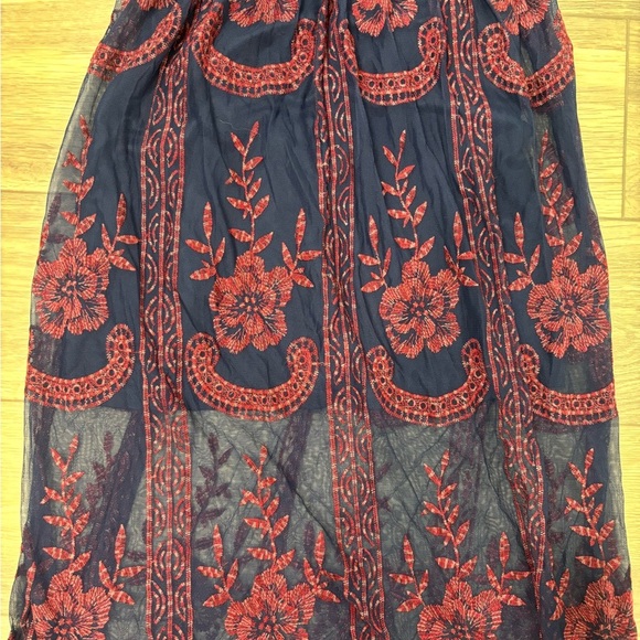 Altar'd State Navy and Red Floral Lace and Embrodisred Dress - Picture 3 of 7